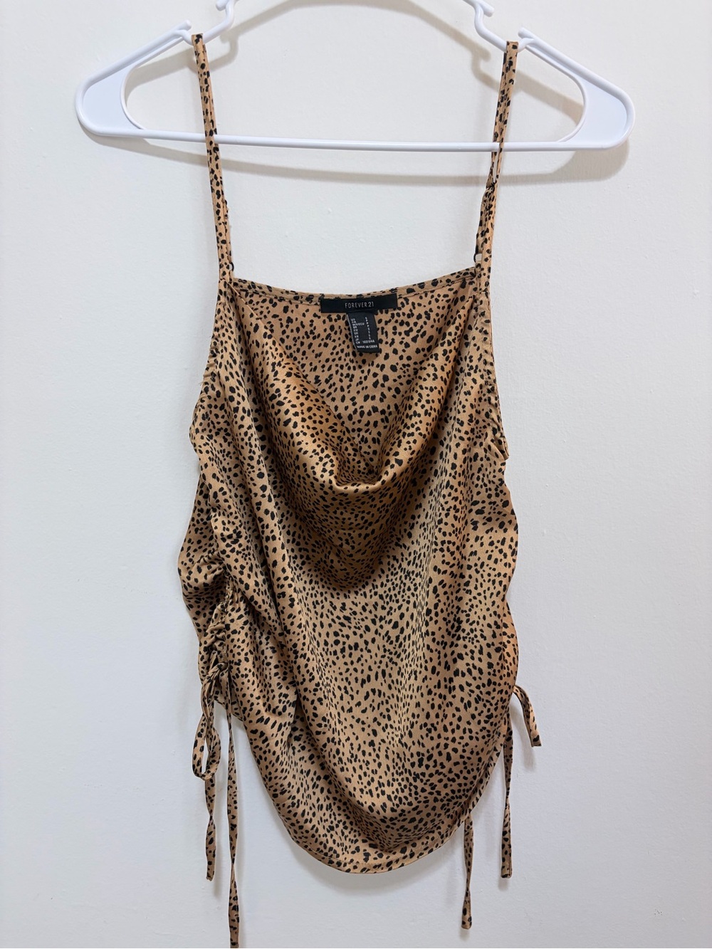 Forever 21 Tan Leopard-Print Cowl Neck Top